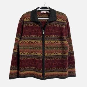 Vintage Alia zippered cardigan. Nordic style knit.